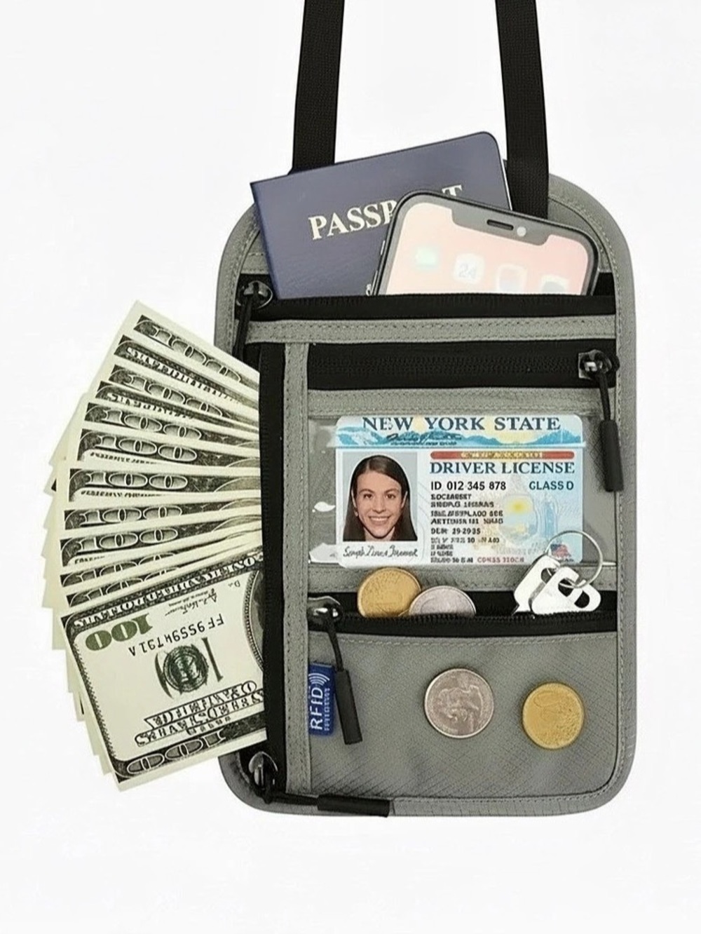 Viatra RFID Blocking Travel Neck Wallet Passport Holder RFID Travel Crossbody